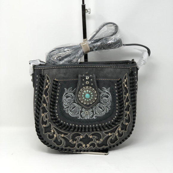 Montana West Handbags - Montana West Concho Collection Crossbody Gray